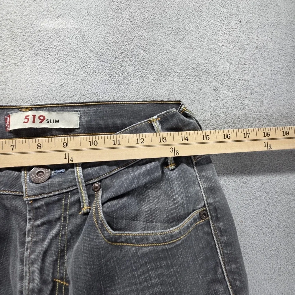 Vintage Levis 519 Jeans Mens 30x32 Gray Slim Engineered Charcoal Wash Zip Fly‎